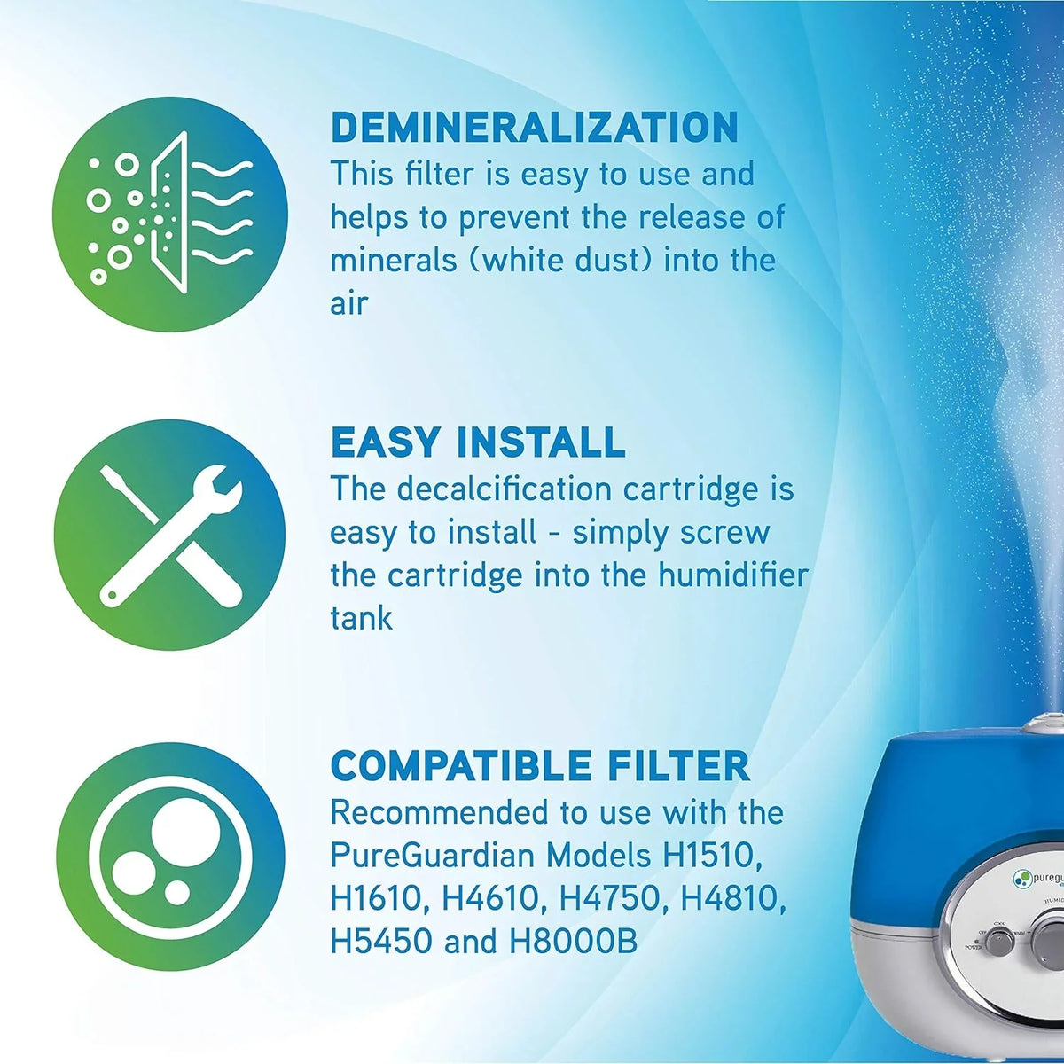 PureGuardian Guardian Technologies FLTDC Humidifier Demineralization Filter, Ivory