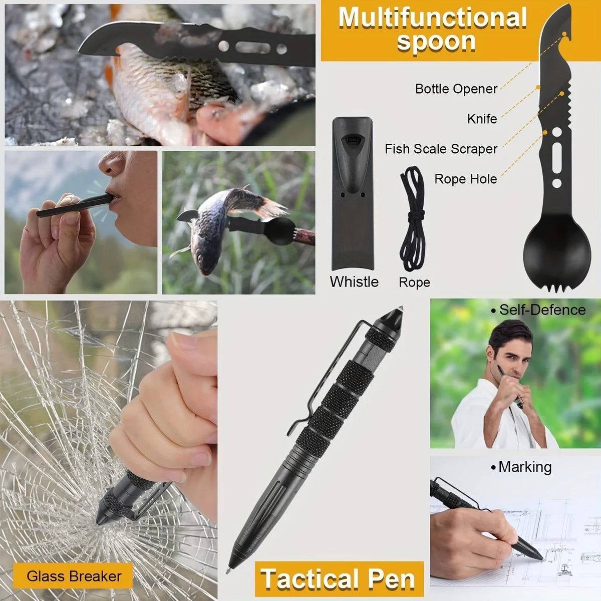 20 In 1 Sizeurvival Kits, Emergency Sizeurvival Equipment For Outdoor Fishing Hunting Camping, Birthday Gift, Father's Gift For Men Dad Husband