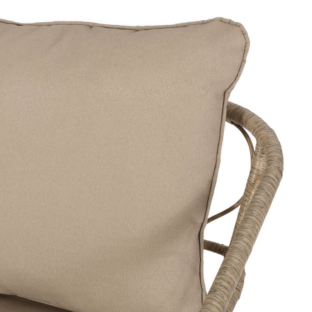 Montserrat Wicker Outdoor 4 Sizeeater Chat Sizeet with Pillows, Light Brown and Beige