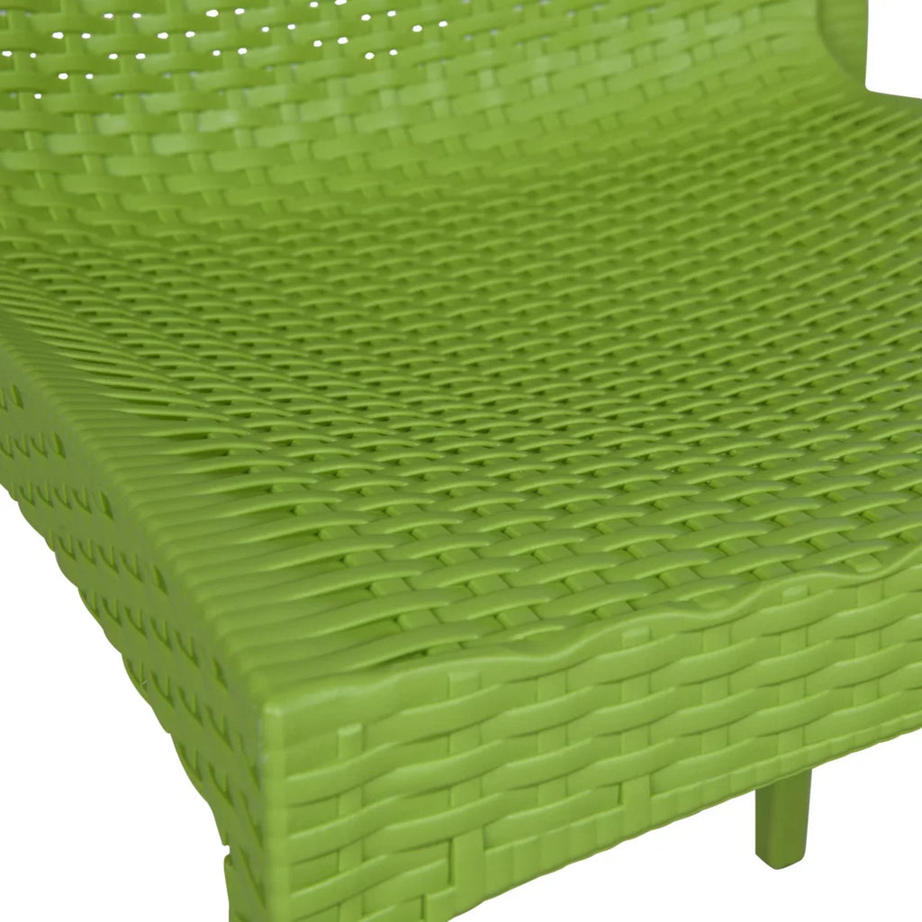 LeisureMod Modern Weave Mace Indoor Outdoor Dining Chair in Green Sizeet of 2