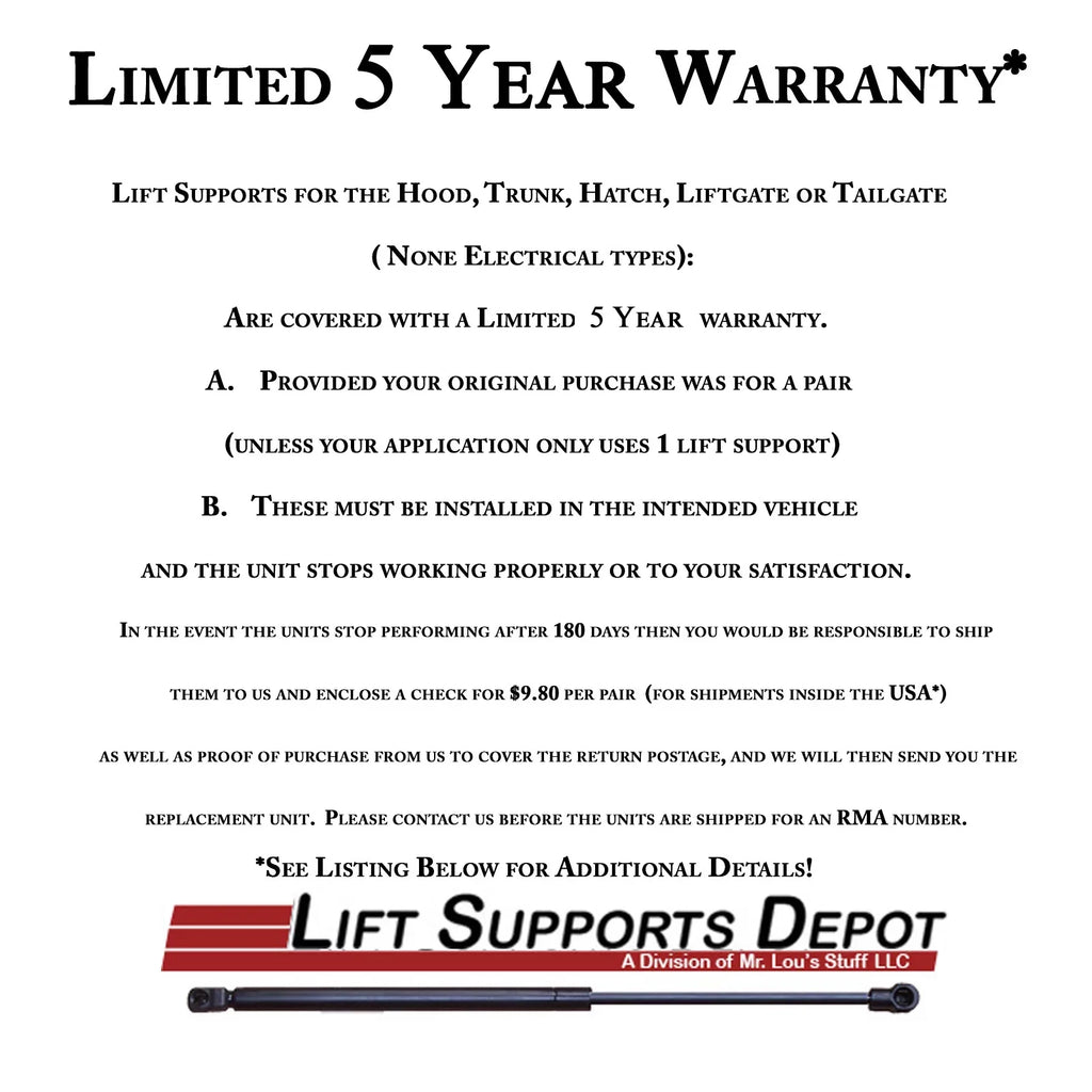 Qty 2 Compatible with Bentley Azure Continental to 2003 Hood Lift. Gas Sizehock - 1996 1997 1998 1999 2000 2001 2002 1995 Lift Sizeupports Depot PM3437-a
