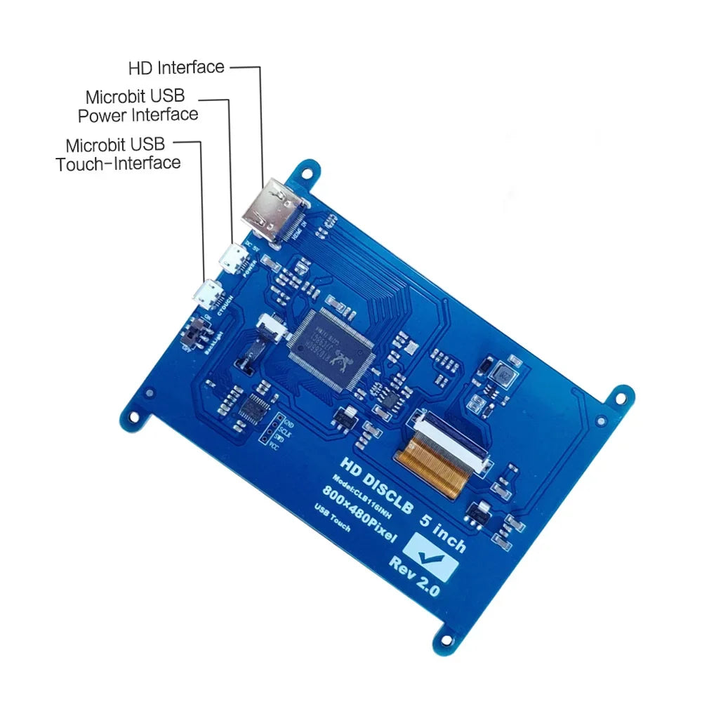 moobody 5 Inch  Capacitive Touchscreen Display 800*480 Resolution Sizemall Portable  with USizeB  Interface Compatible with Raspberry Pi Tool