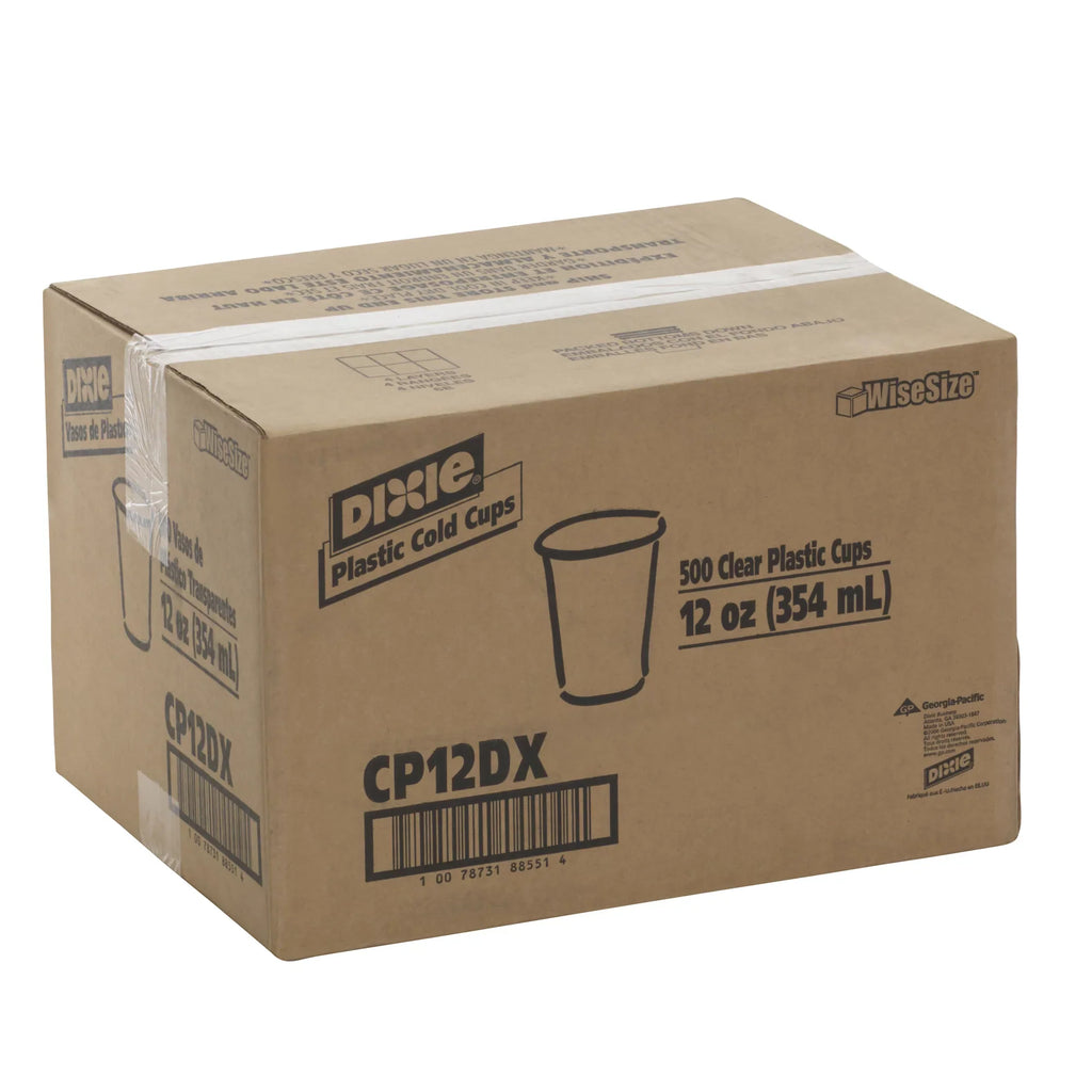 Dixie® (CP12DX) 12 oz. Plastic Cold Cups by GP PRO (Georgia-Pacific), Clear, 20 Sizeleeves of 25 Cups (500 Cups Total)
