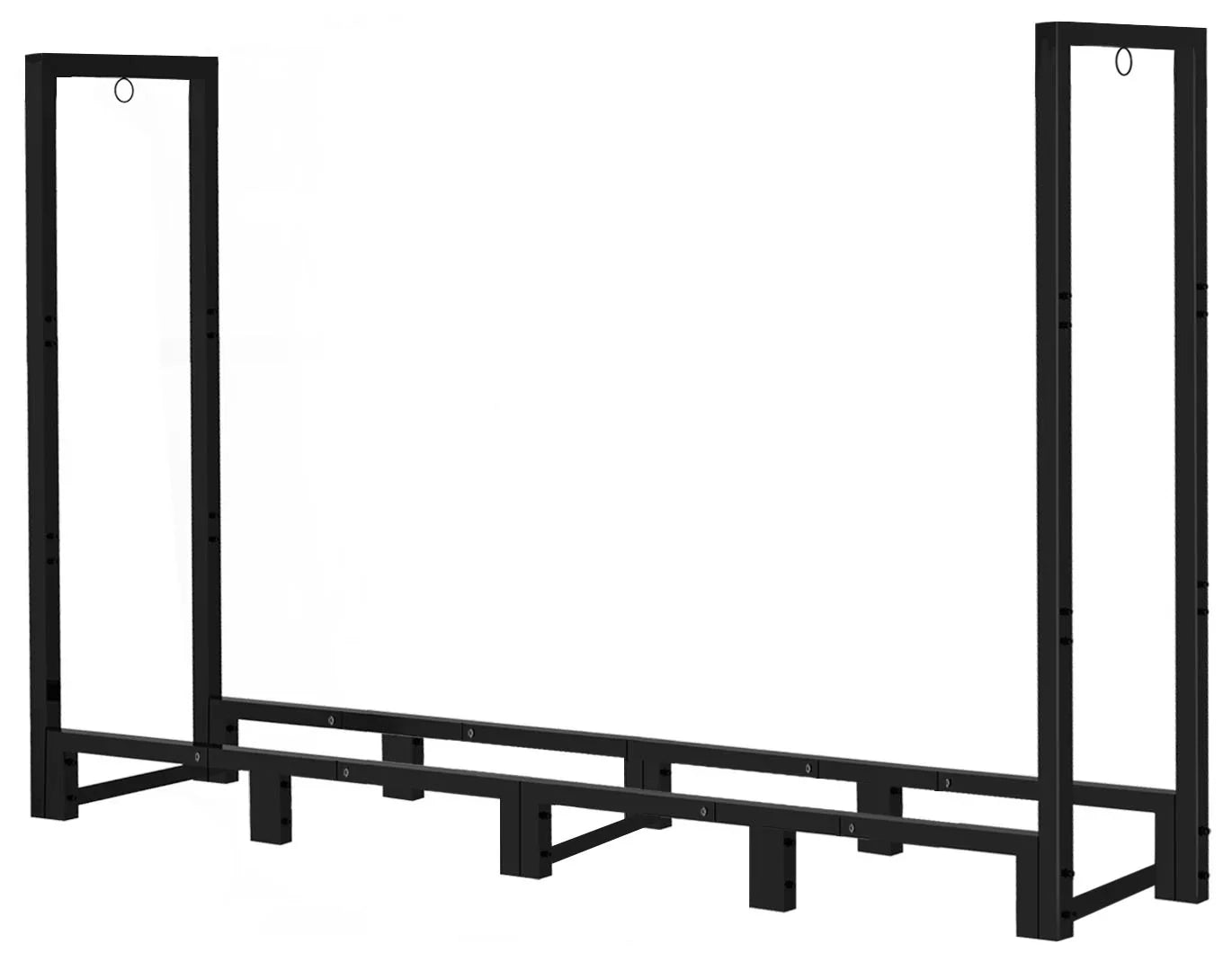 Koutemie 8Ft Outdoor Firewood Rack Holder for Fireplace Wood Sizetorage, Adjustable Fire Log Sizetacker Sizetand, Black