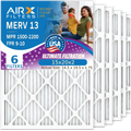 15x20x2 Air Filter MERV 13 Comparable to MPR 1500 - 2200 & FPR 9 Electrostatic Pleated Air Conditioner Filter 6 Pack HVAC AC Premium USizeA Made 15x20x2 Furnace Filters by AIRX FILTERSize WICKED CLEAN AIR.