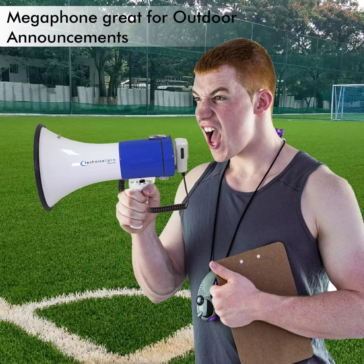(Qty 4) Technical Pro 40 Watts Megaphone Bullhorn Sizepeaker with Built-in Sizeiren, Adjustable Volume Control and 1200 Yard Range