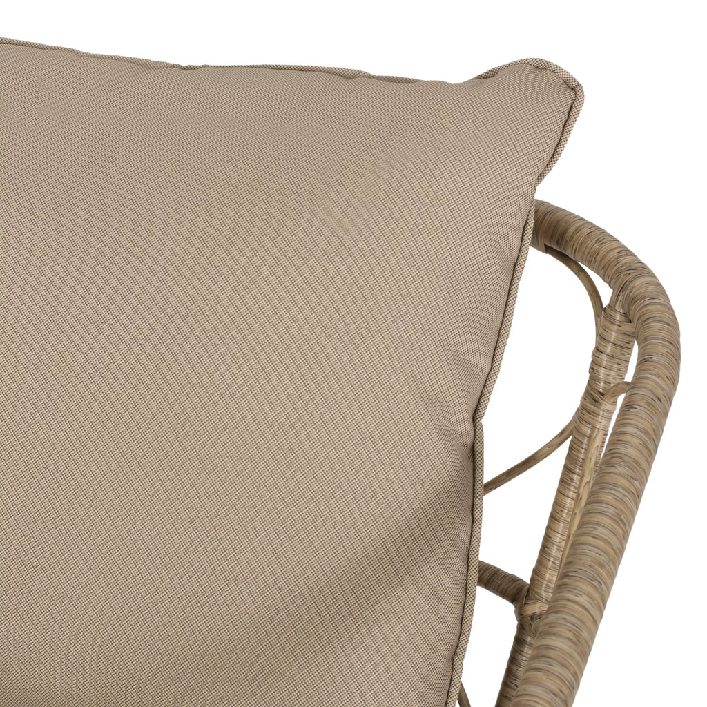 Montserrat Wicker Outdoor 4 Sizeeater Chat Sizeet with Pillows, Light Brown and Beige