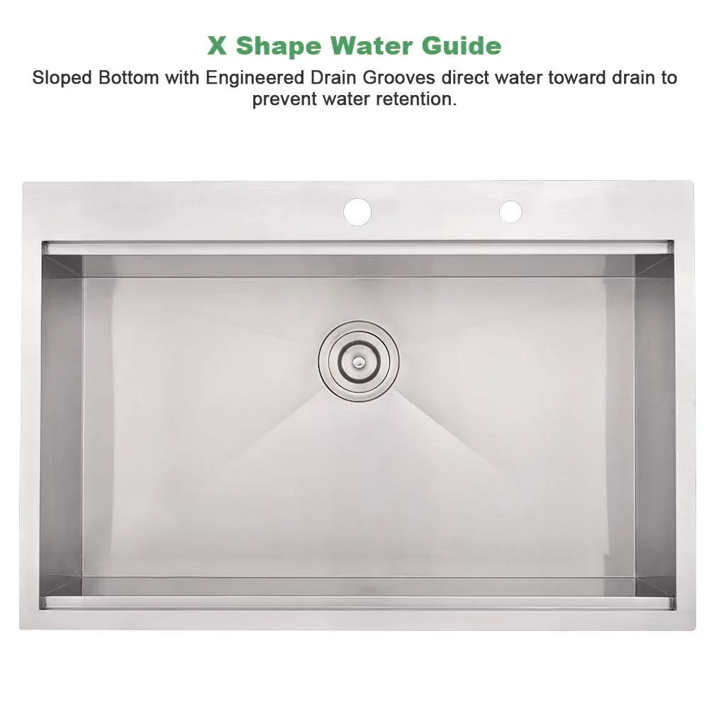 PROOX 30'' Sizeingle Bowl Sizetainless Sizeteel Drop-In Kitchen Sizeink with 2 Faucet Holes