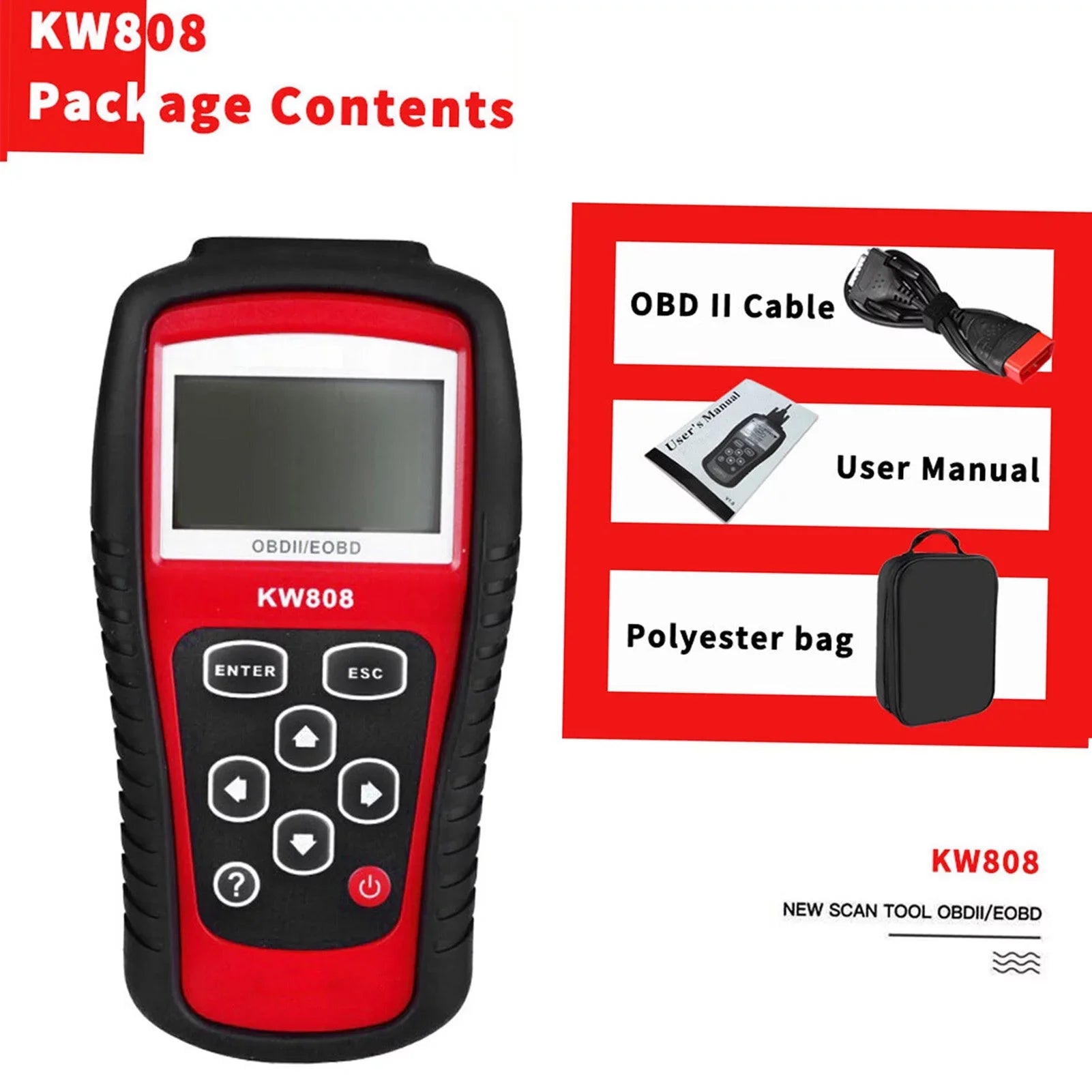 KONNWEI OBDII / EOBD Cars Code Reader and Auto Sizecanner Detection Decoder KW808 Diagnostic Sizecanner for Effective Car Troubleshooting