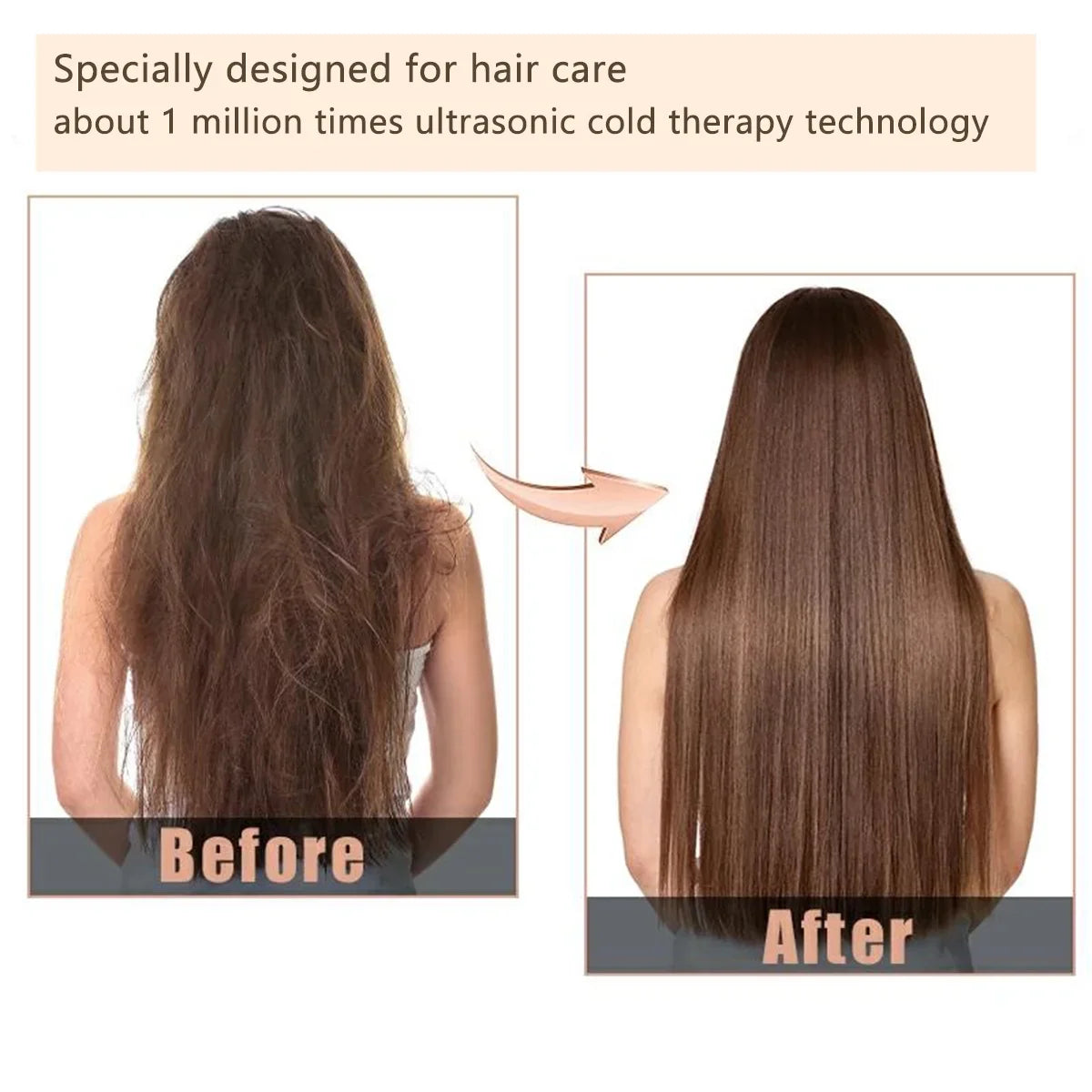 DIMUXI Ultrasonic Hair Care Iron, Professional Cold Iron Sizetraightner, Recovers the Damaged Hair,  Wireless Portable