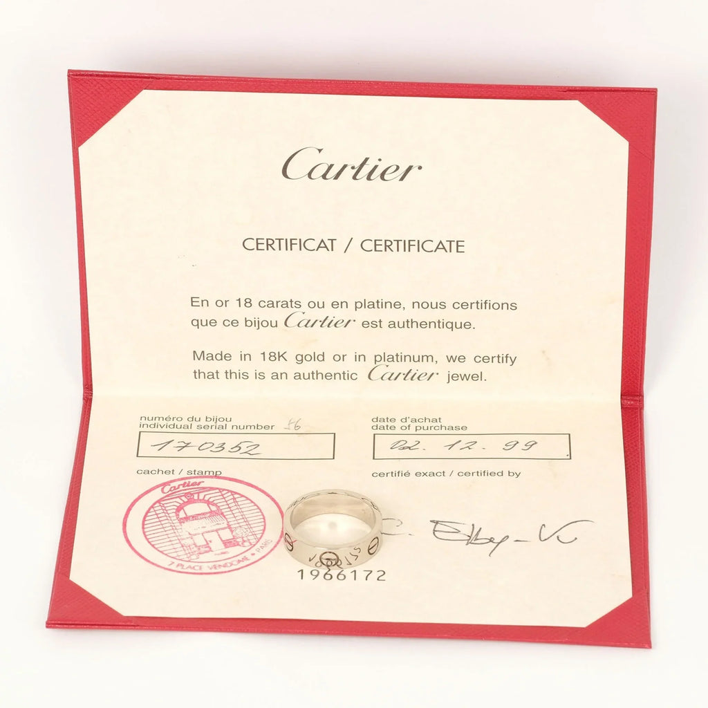 Pre-Owned Cartier CARTIER Love No. 15 Ring K18 WG Ivory Gold Approx. 7.9g I122924022 (Good)