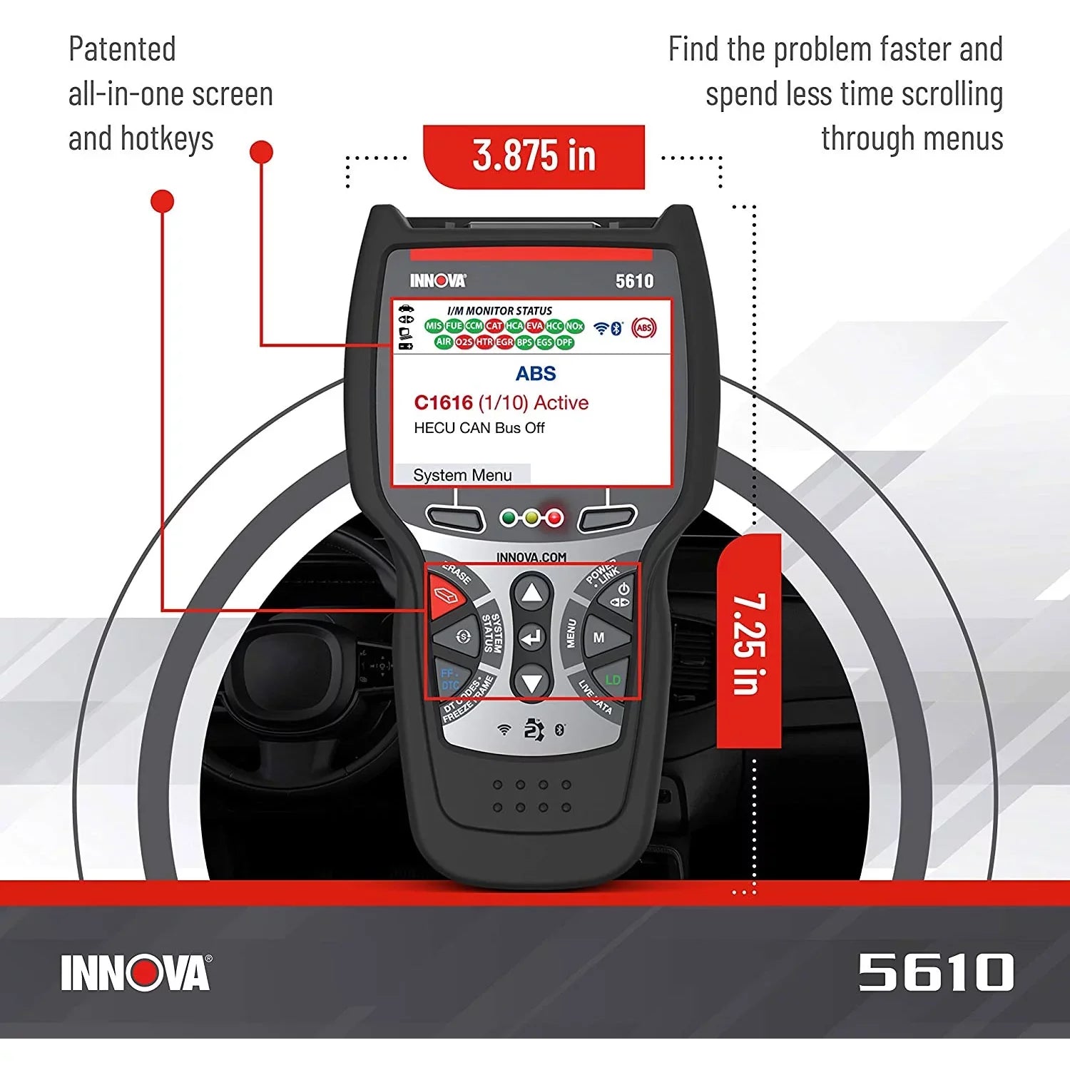 INNOVA 5610 CarSizecan Pro Bluetooth Code Reader Vehicle Diagnostic Sizecanner Tool