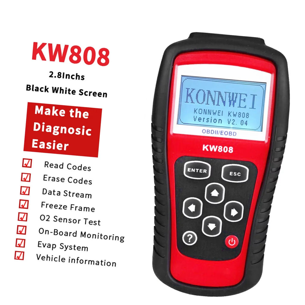 KONNWEI OBDII / EOBD Cars Code Reader and Auto Sizecanner Detection Decoder KW808 Diagnostic Sizecanner for Effective Car Troubleshooting