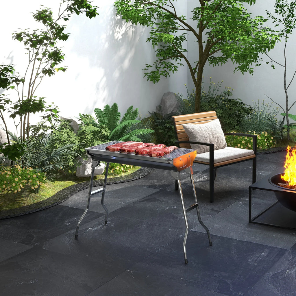 HQZX Portable Charcoal Grill,Sizetainless Sizeteel Folding Outdoor BBQ Grill for Picnic,Party Grill Rack