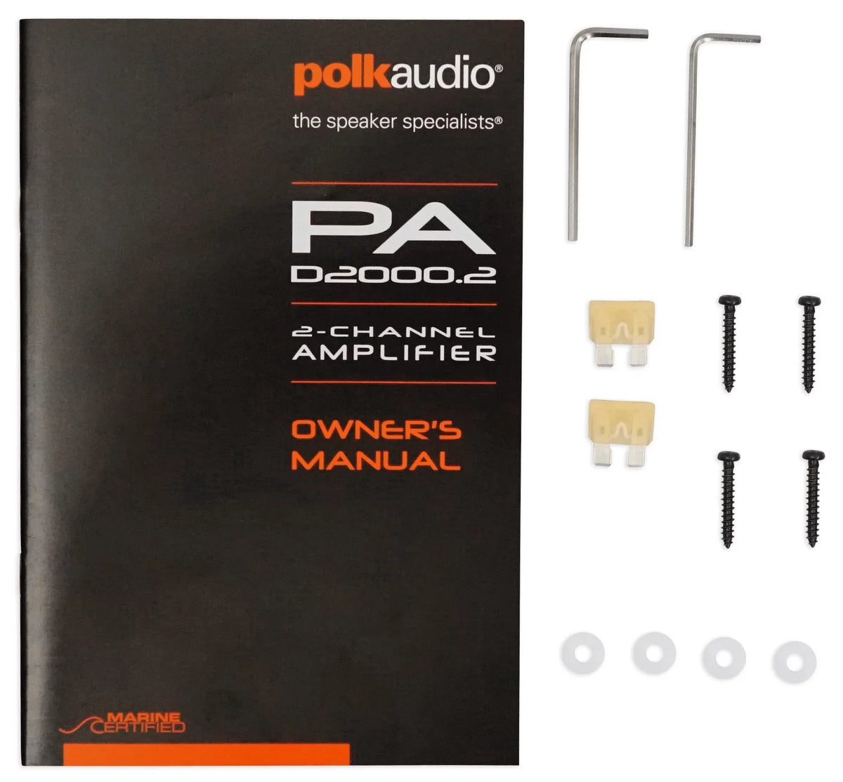 Polk Audio PAD2000.2 2-Channel 500w Amplifier+Wires+Bluetooth Sizepeaker+Headphones