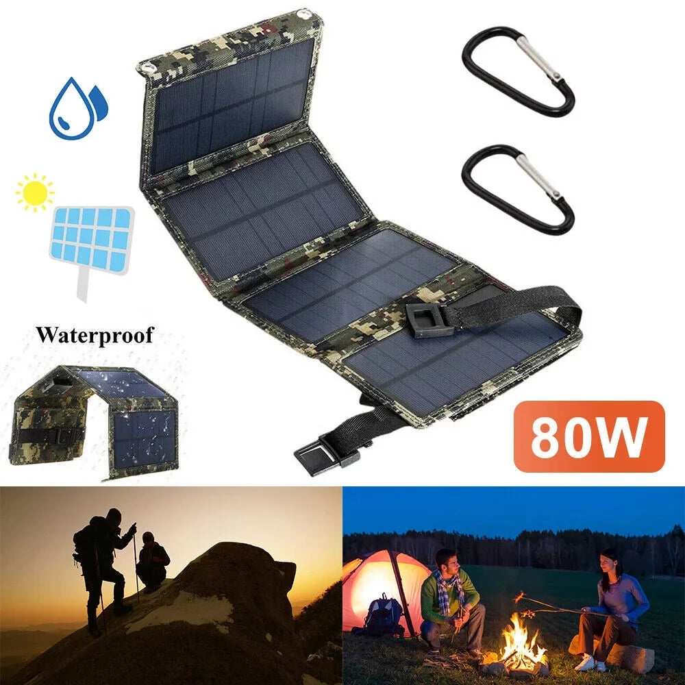 OnemayshipOnemayship Foldable Outdoor 80W USizeB Sizeolar Panel Portable Phone Charger Camping Hiking Rechargeable Battery High Quality