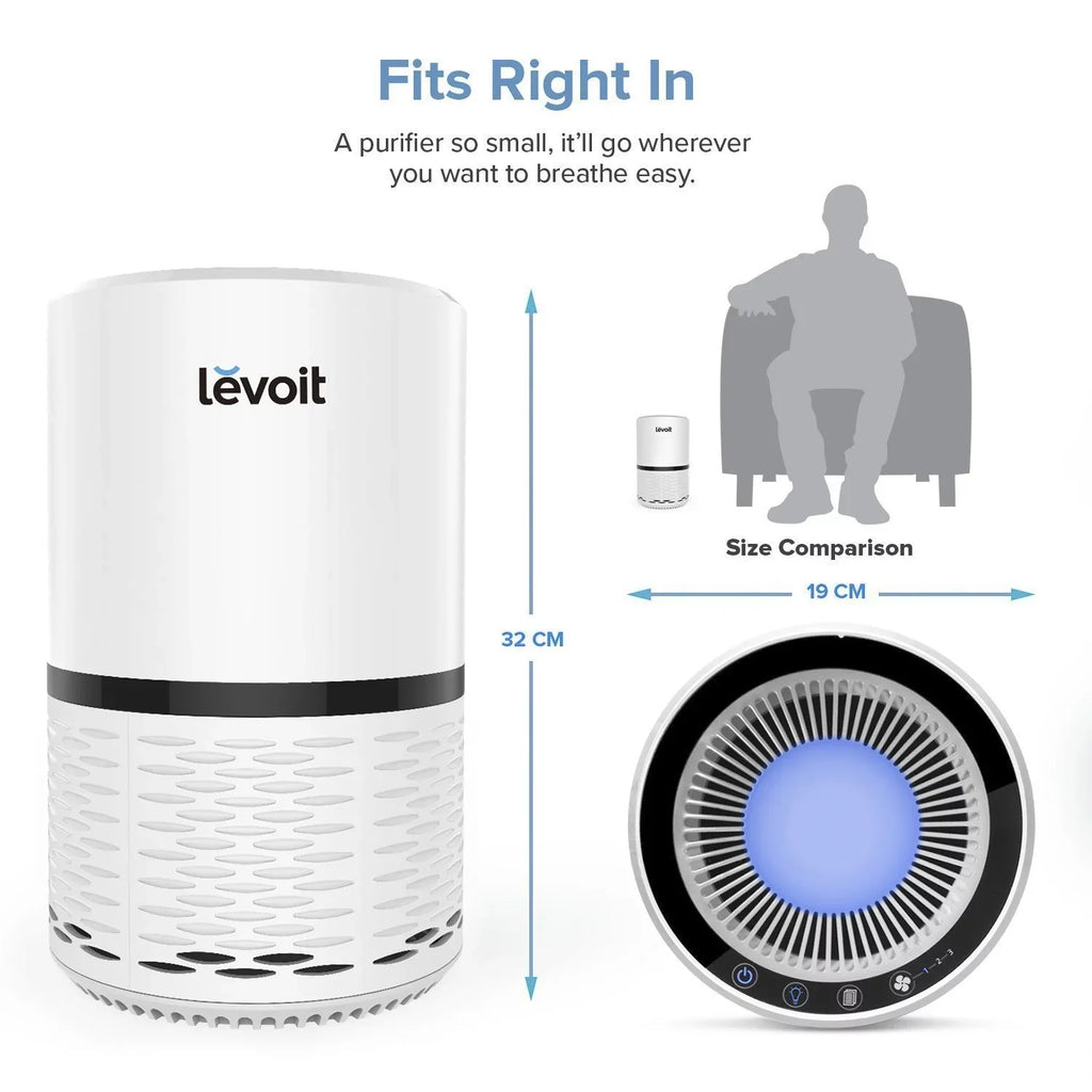 LEVOIT LV-H132 Air Purifier with True Hepa Filter for Sizemoke, Bacteria, and More