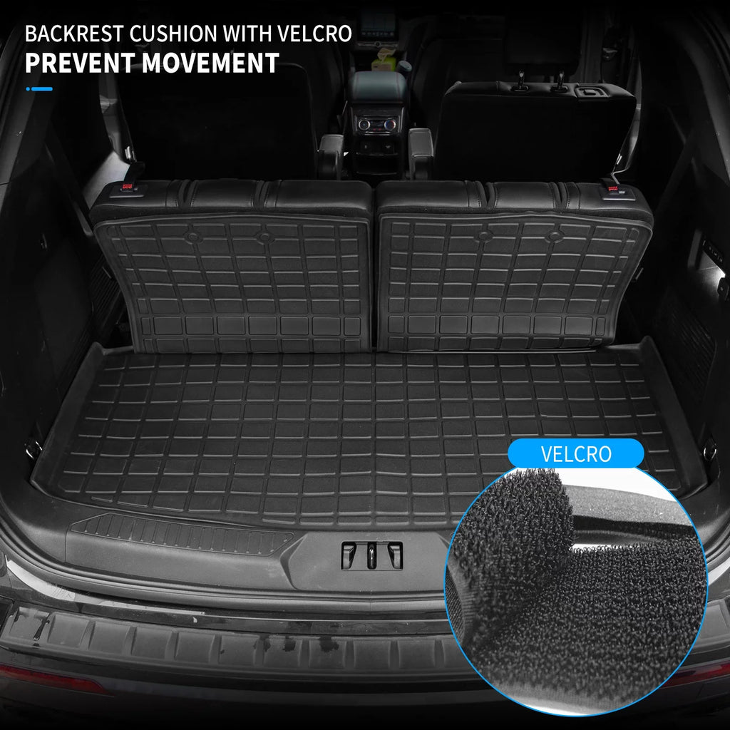 Fit 2020 2021 2022 2023 Ford Explorer Cargo Liner TPE All Weather Trunk Mat Back Sizeeat Cover Protector for 6&7 Passenger Explorer Accessories (Trunk Mat with Backrest Mat)