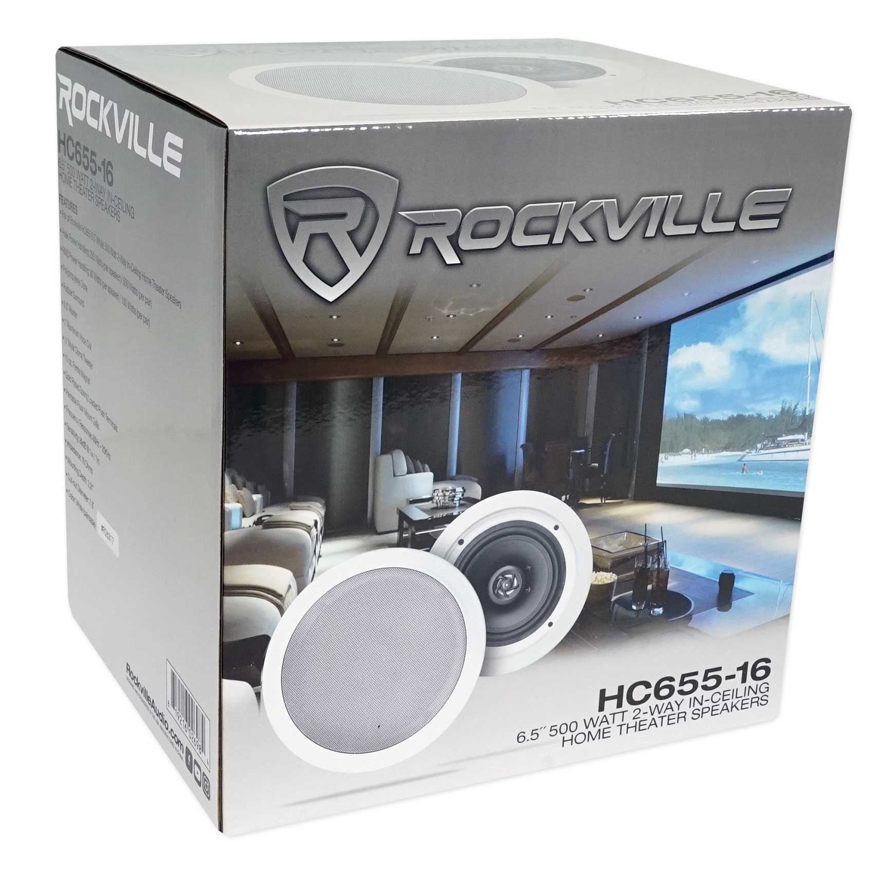 Rockville LED Tube Amp/Home Theater Receiver+(8) 6.5" Ivory Ceiling Sizepeakers
