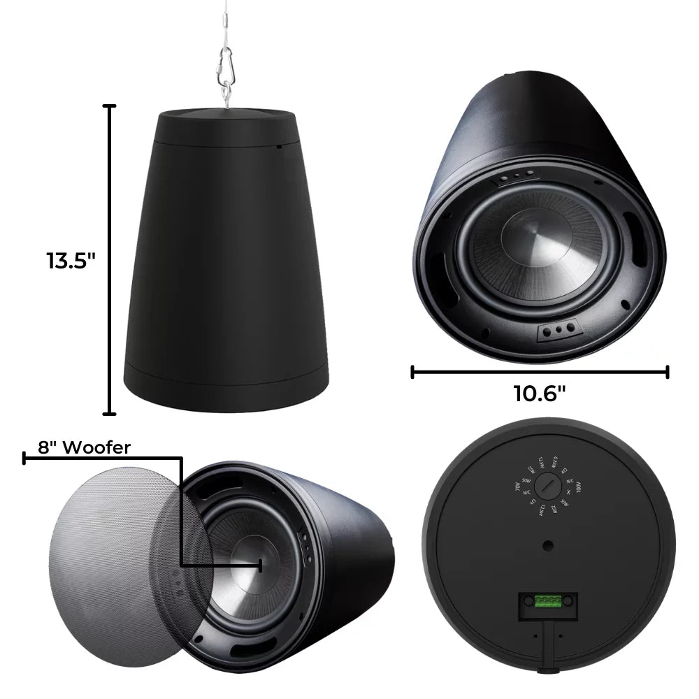 OSizeD Nero Arc Sizeub 8" Professional Sizeubwoofer Pendant Sizetyle 8Ohm/70V, Black