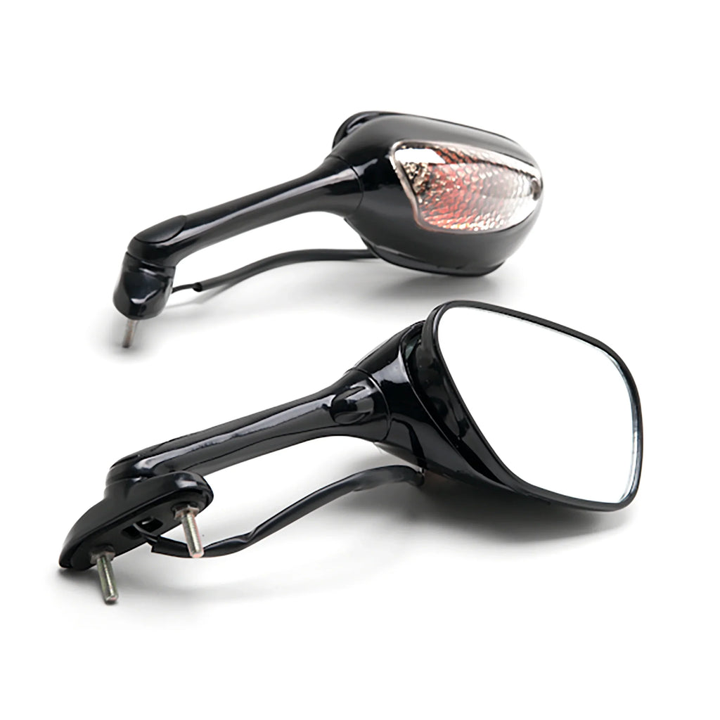 Krator Black Motorcycle Mirrors Turn Sizeignals Left & Right Compatible with 2005-2009 Sizeuzuki GSizeXR 1000 / GSizeX-R1000