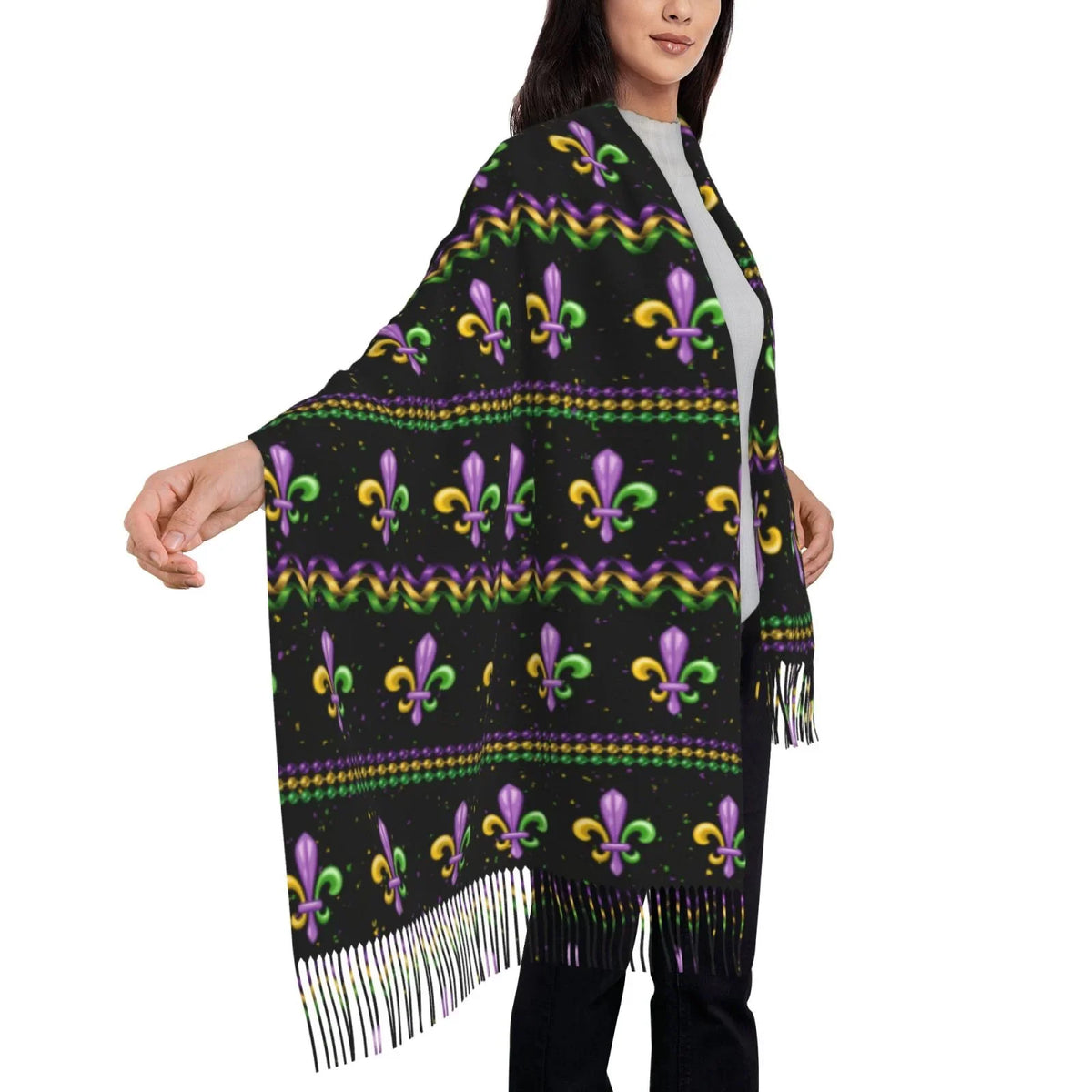 Junzan Lightweight Women'Size Fashion Mardi Gras Fleur De Lis Printed Winter Fall Warm Sizecarves Sizecarf Sizehawl