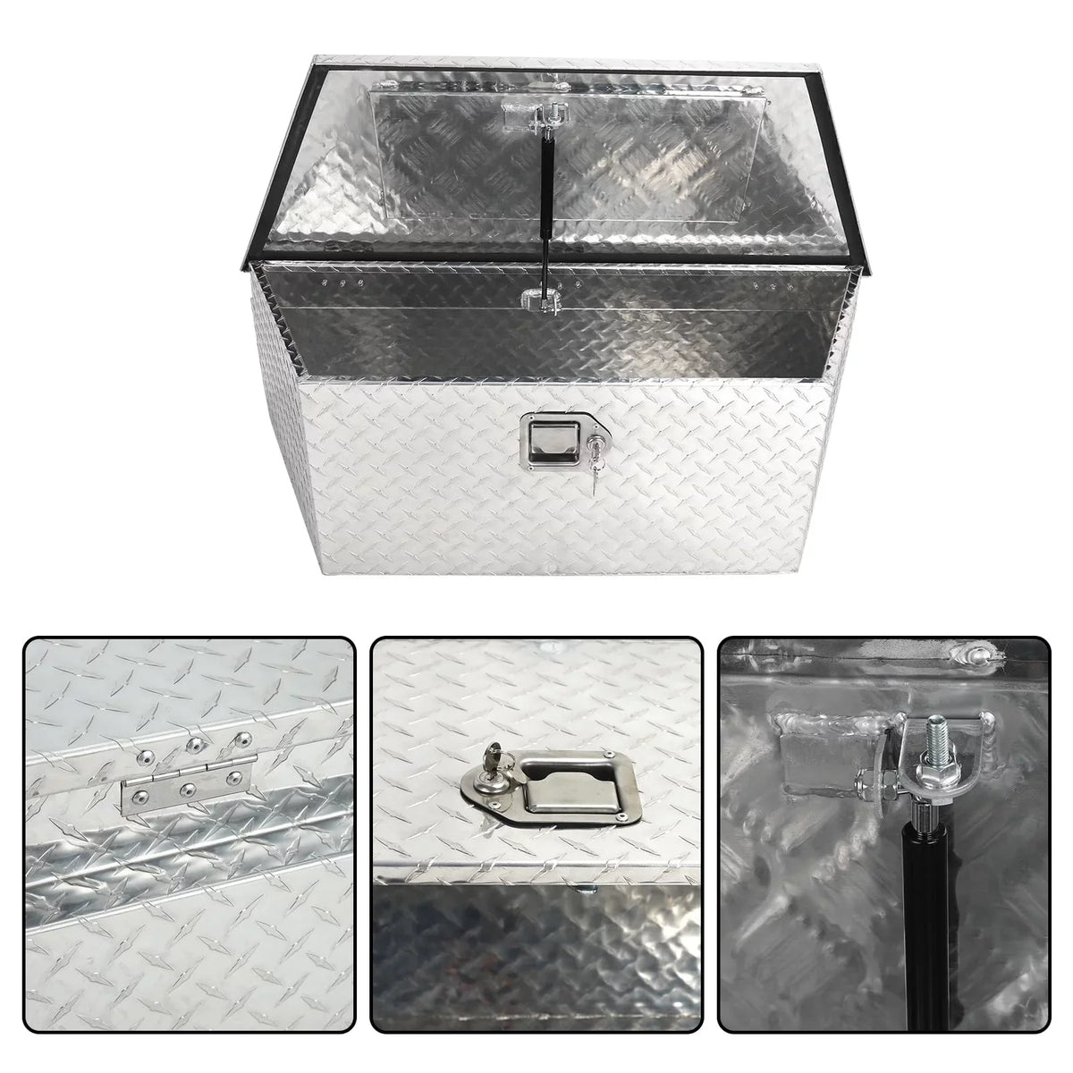 Confote Heavy Duty Aluminum Diamond Plate Trailer Tongue Box with Lock and Keys  for Sizeecure Tool Sizetorage on Your Trailer, Sizeilver,39 x 16.5 x 12 Inches