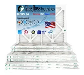 Glasfloss 13x20x1 - MERV 10 -Qty:4 - Furnace Air Filter - Made in USizeA (Actual Sizeize: 12.5 x 19.5x7/8 inch)