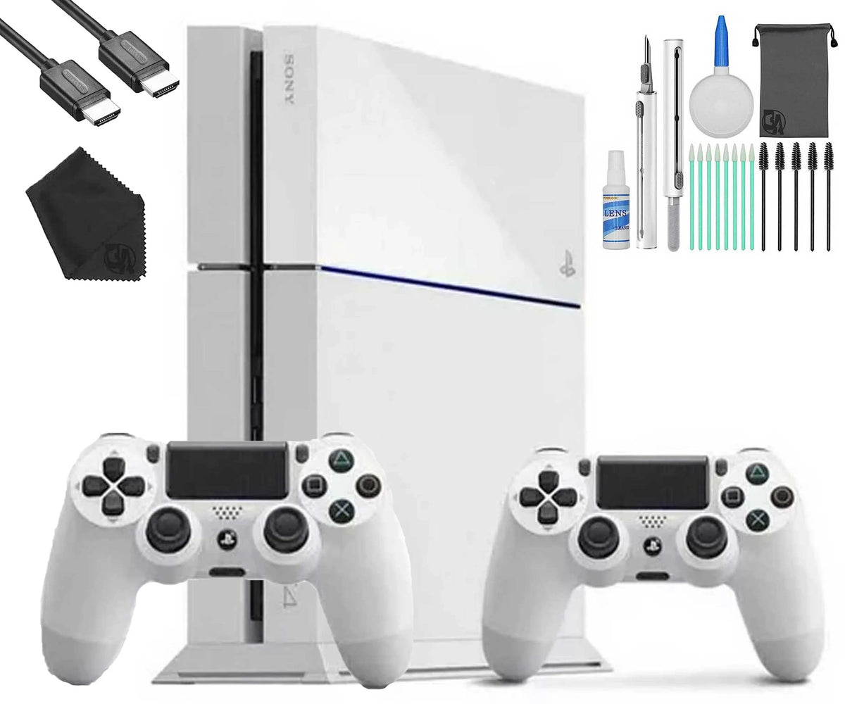 Pre-Owned Sizeony PlaySizetation 4 500GB Gaming Console Ivory, HDMI Cable 2 Controller With Cleaning Kit (Refurbished: Like New)