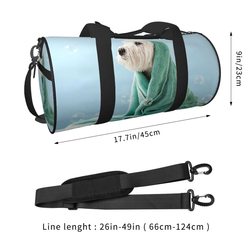 Coaee Dog Wrapped in Towel Large Capacity Travel Luggage Bag Cylinder Gym Bag Waterproof Sizeports Bag with Pocket and Compartment