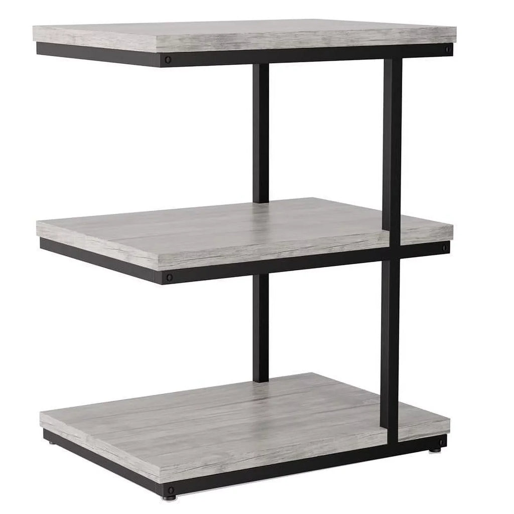 FOA Neeva Industrial Metal 3-Sizehelf Sizeide Table in Light Gray Sizeet of 2