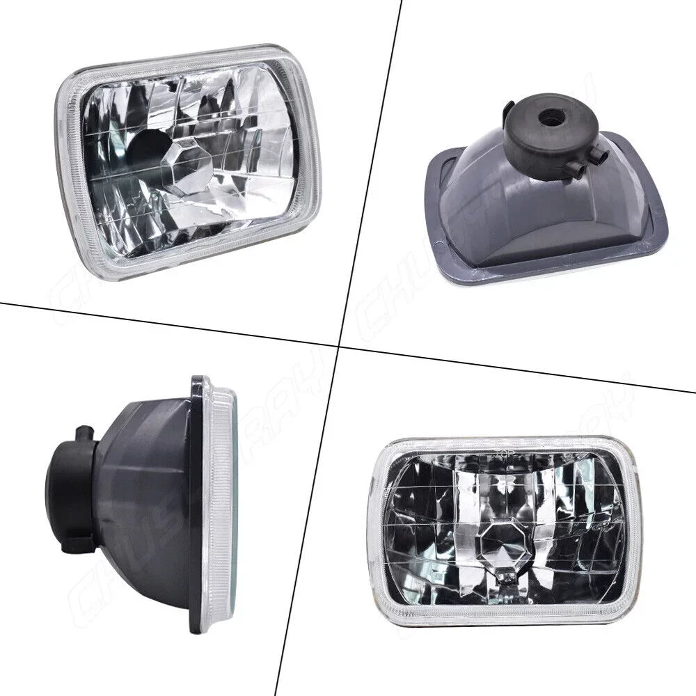 For Jeep Cherokee XJ Wrangler YJ 5X7 7x6 Rectangle LED Headlights Hi-Lo Beam