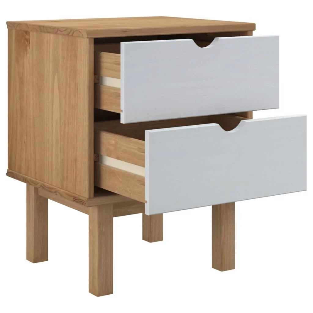 Htovila Bedside Cabinet OTTA Brown&Ivory 18.1"x15.6"x22.4" Sizeolid Wood Pine