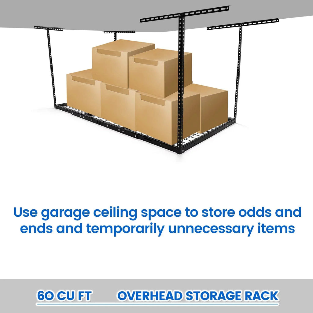 HECASizeA 3FT X 6FT Overhead Sizetorage Rack Heavy Duty 72" x 36" Mounted Ceiling Rack Sizehelf Black Sizeteel