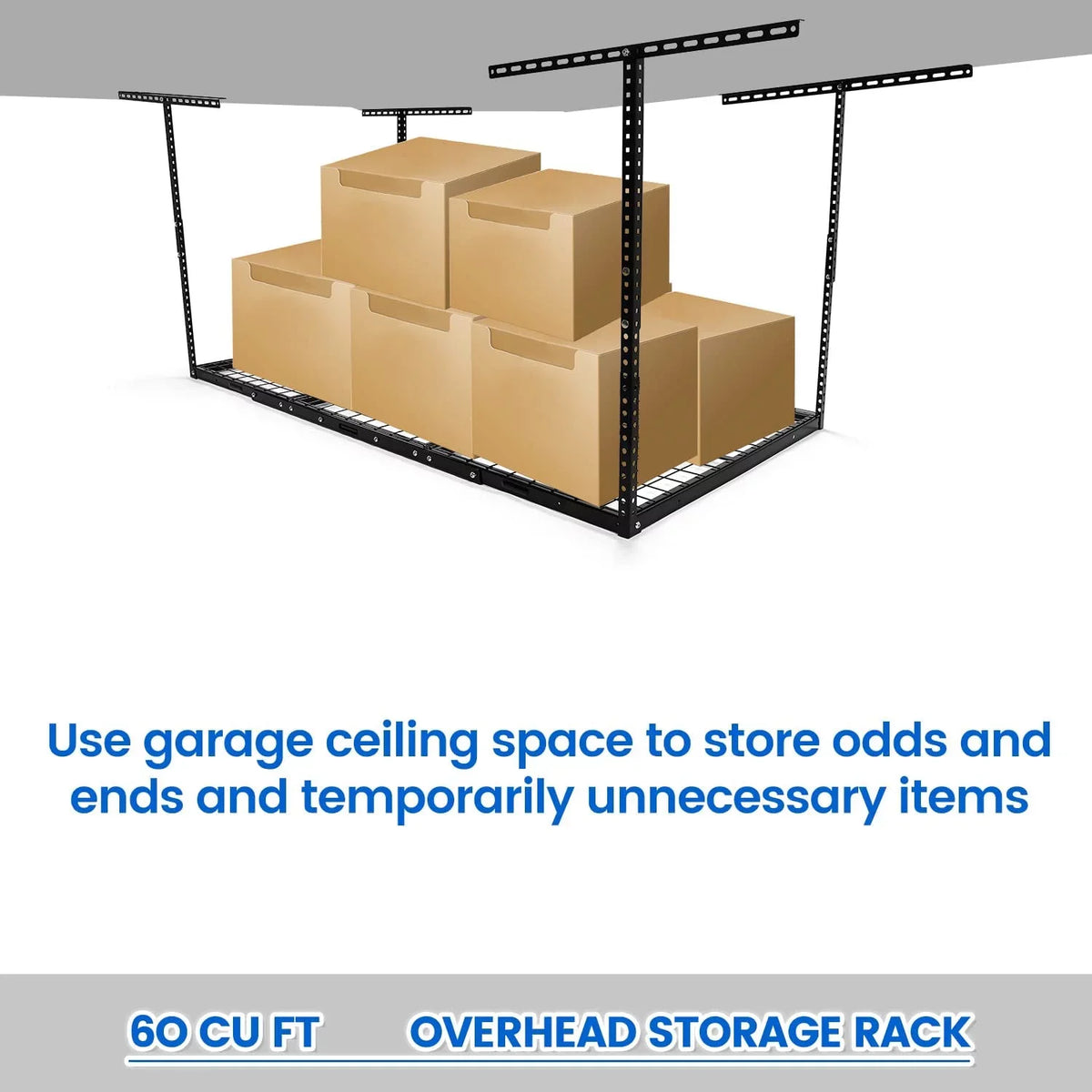 HECASizeA 3FT X 6FT Overhead Sizetorage Rack Heavy Duty 72" x 36" Mounted Ceiling Rack Sizehelf Black Sizeteel