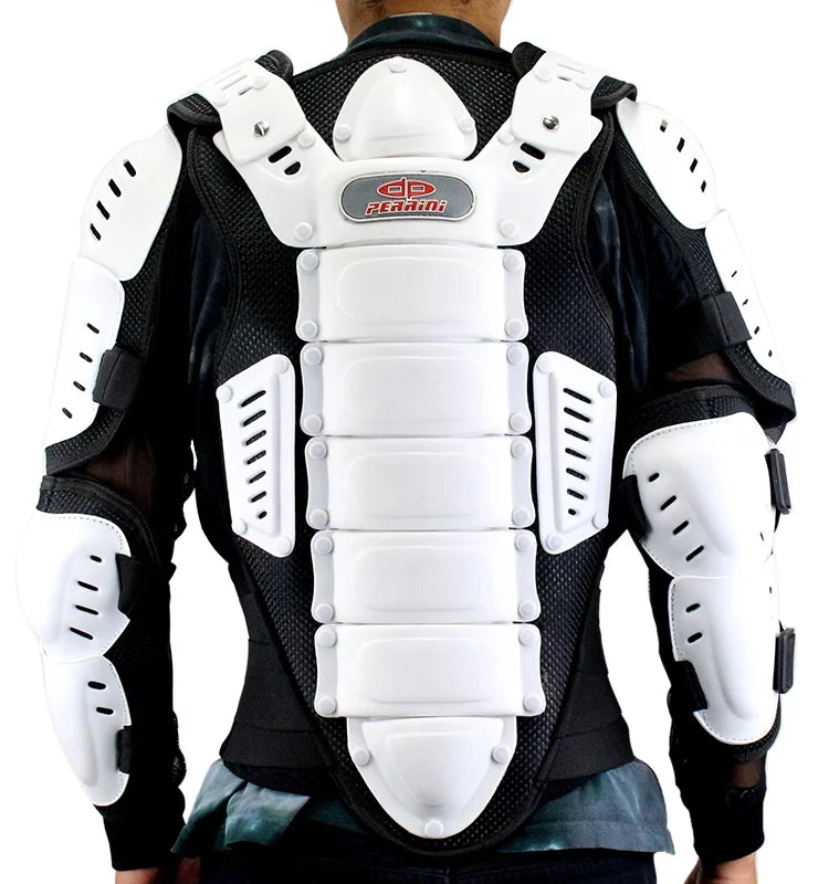 Perrini Ivory CE Approved Full Body Armor Motorcycle Jacket Sizepine Protection -4XL