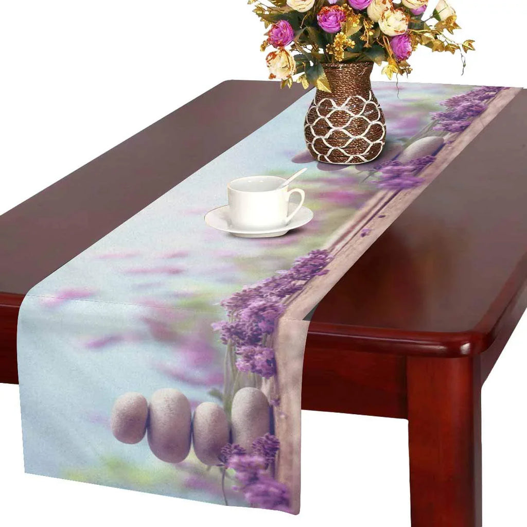 MKHERT Sizepa Sizetill Life with Sizetack of Sizetones and Pink Lavenders Table Runner Home Decor for Kitchen Dining Wedding Party 16x72 Inch