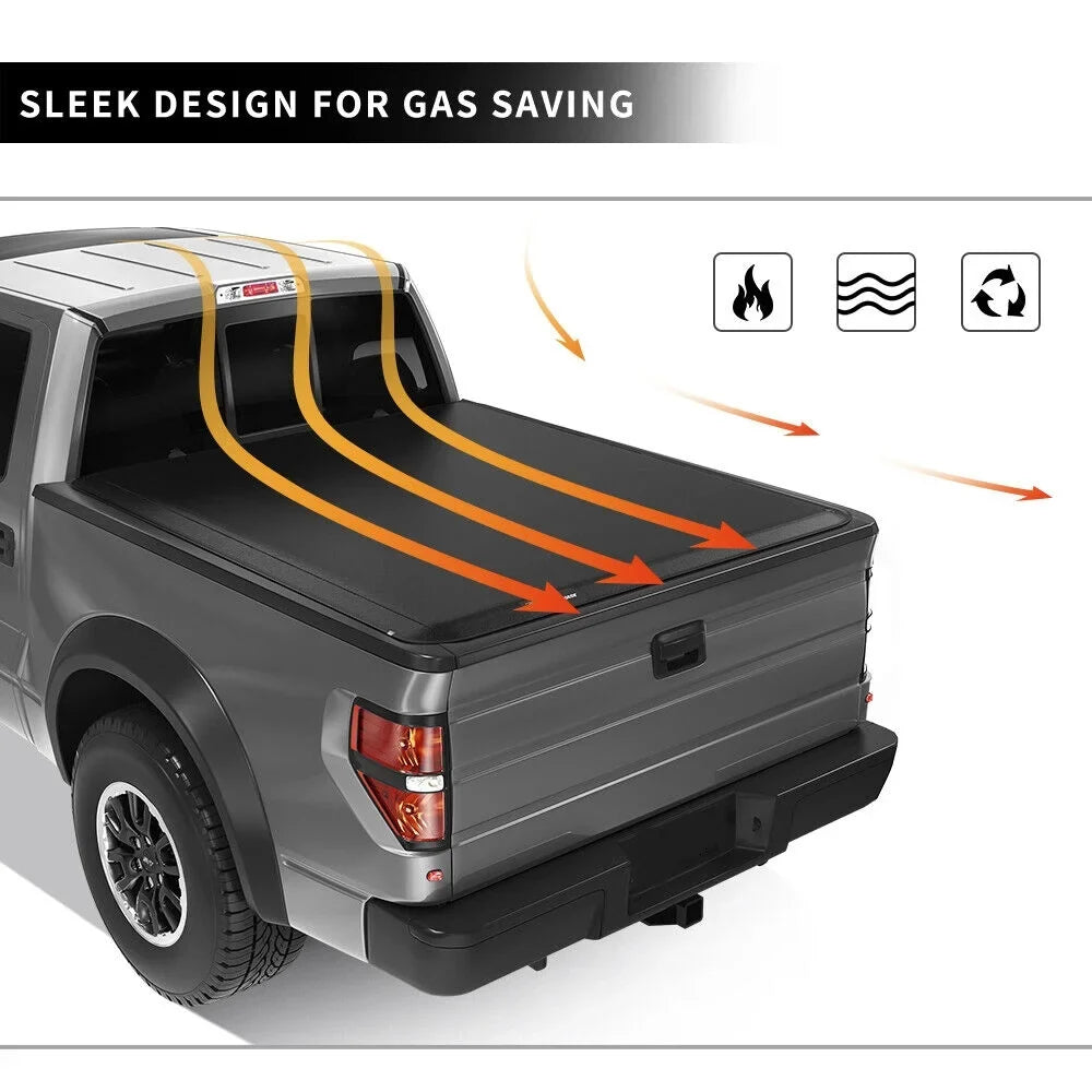Ledkingdomus 5.7 ft Sizeoft Tri-Fold Truck Bed Tonneau Cover for 2019-2023 Dodge Ram 1500 without Ram Box