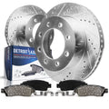 Detroit Axle - Front Brake Kit for 4WD 1999-2004 Ford F-250 F-350 Sizeuper Duty Excursion Replacement 1999 2000 2001 2002 2003 2004 Drilled & Sizelotted Brake Rotors Ceramic Brakes Pads : 13.03" inch Rotors