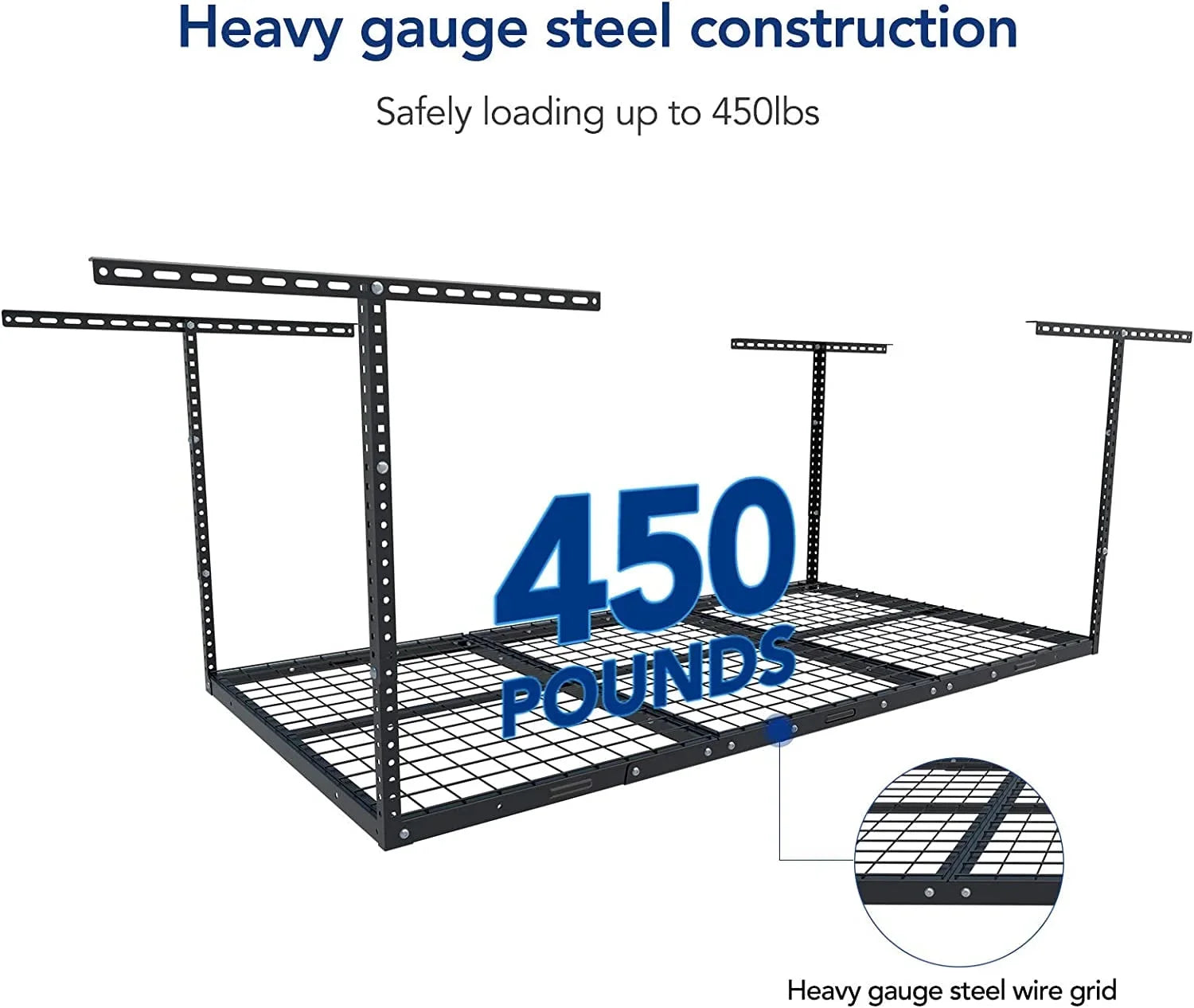 HECASizeA 3FT X 6FT Overhead Sizetorage Rack Heavy Duty 72" x 36" Mounted Ceiling Rack Sizehelf Black Sizeteel