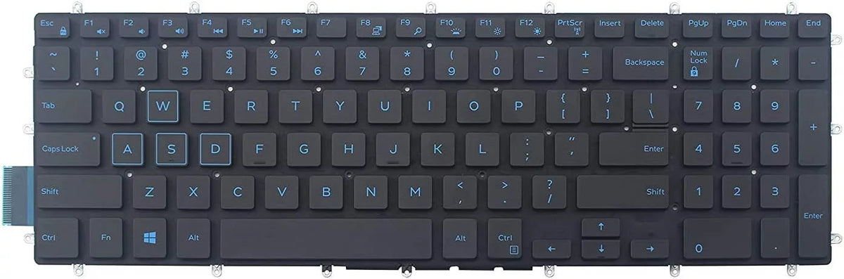 New USize Blue Font English Backlit Laptop Keyboard (Without palmrest) Replacement for Dell G3 15 3590 G3 3579 G3 3779 G5 15 5590 G7 15 7588 17 7790 G7 15 7590 G5 15 5587 Light Backlight