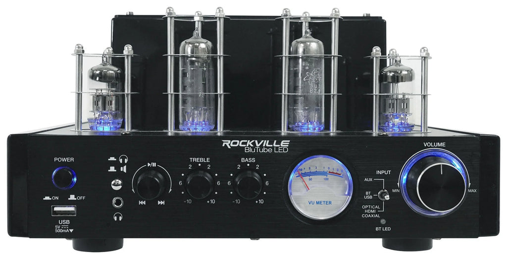 Rockville LED Tube Amp/Home Theater Receiver+(8) 6.5" Ivory Ceiling Sizepeakers