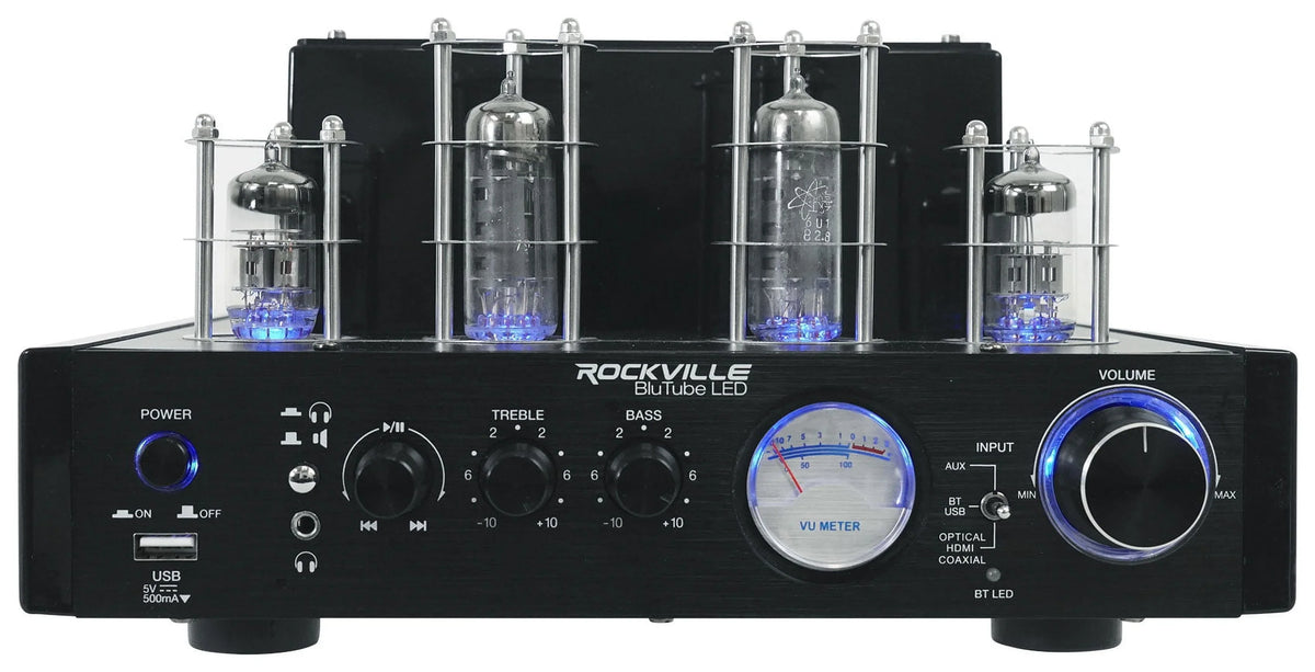 Rockville LED Tube Amp/Home Theater Receiver+(8) 6.5" Ivory Ceiling Sizepeakers
