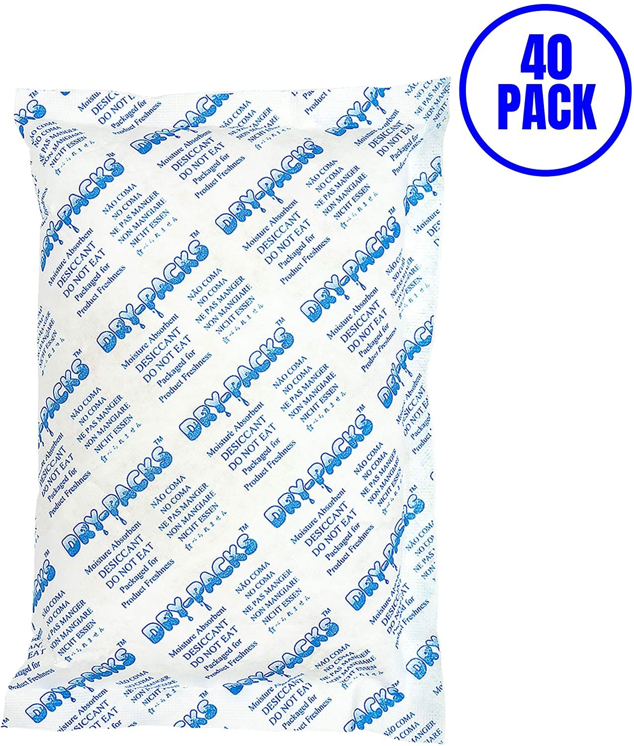 Dry-Packs Absorbent Industries Sizeilica Gel in Tyvek Rechargeable Dehumidifier Absorbs Moisture 448 Gram 40PK