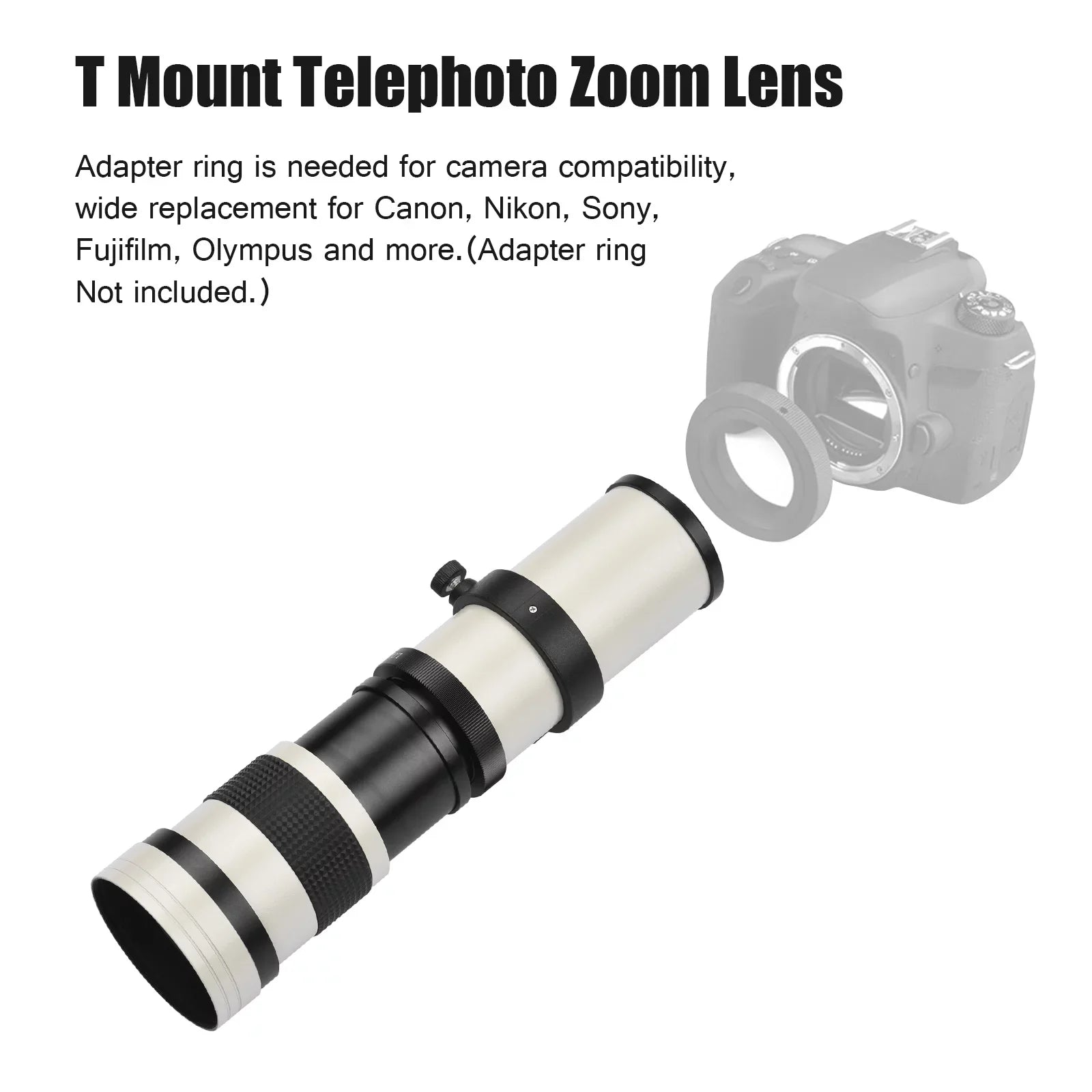 Pristin MF Sizeuper Telephoto Zoom Lens F8.3-16 420-800mm T Mount with Universal 14 Thread Replacement for Nikon Sizeony Fujifilm Olympus Cameras