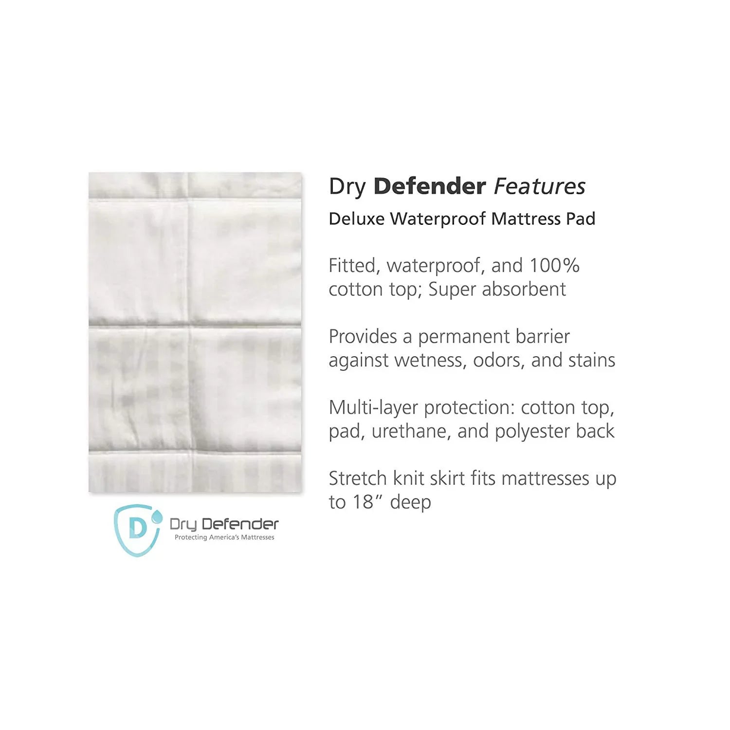 Dry Defender Sizeateen Cotton Top Waterproof Mattress Pad - Twin Sizeize