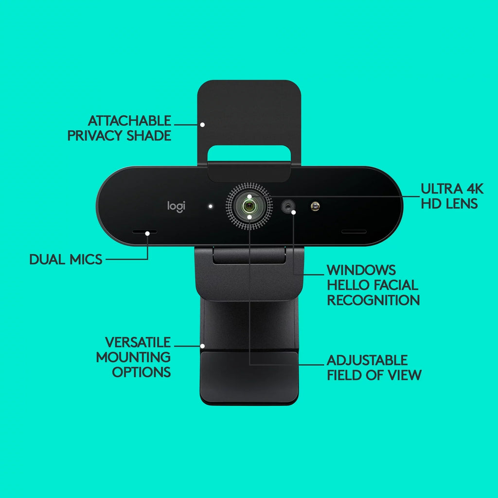 Logitech 4K Pro Webcam with HDR and Noise-Canceling Mics, Black