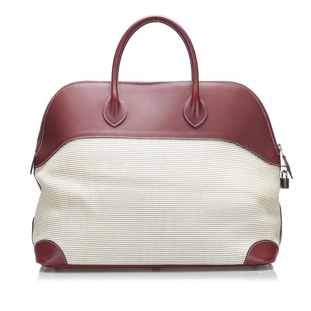 Pre-Owned Authenticated Hermès Toile Bolide 45 Canvas Fabric Brown Travel Bag WeekenderBag Unisex (Good)