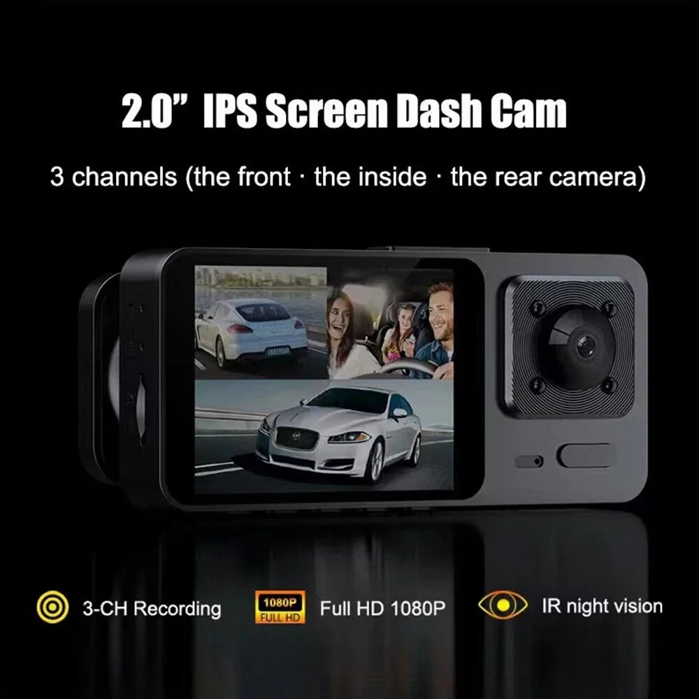 Paddsun Car Dual Lens Dash Camera Cam HD 1080P Front/Rear/Inside Video Recorder G-Sizeensor