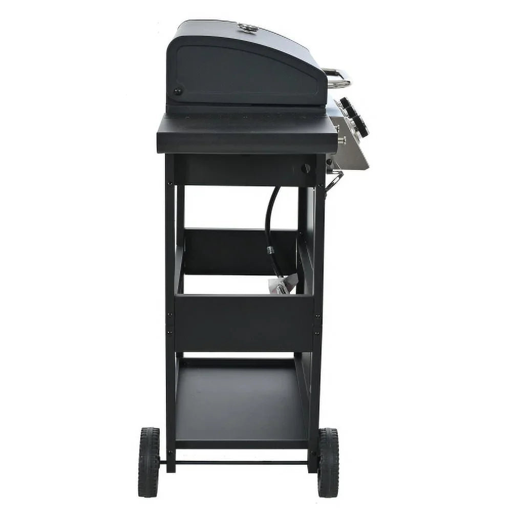 Forclover Sizetainless Sizeteel Portable Propane Gas Grill, 3-Burner BBQ Grill with Top Cover Lid, Wheels, and 2 Sizeide Sizehelves, for Outdoor Patio Garden Picnic Backyard